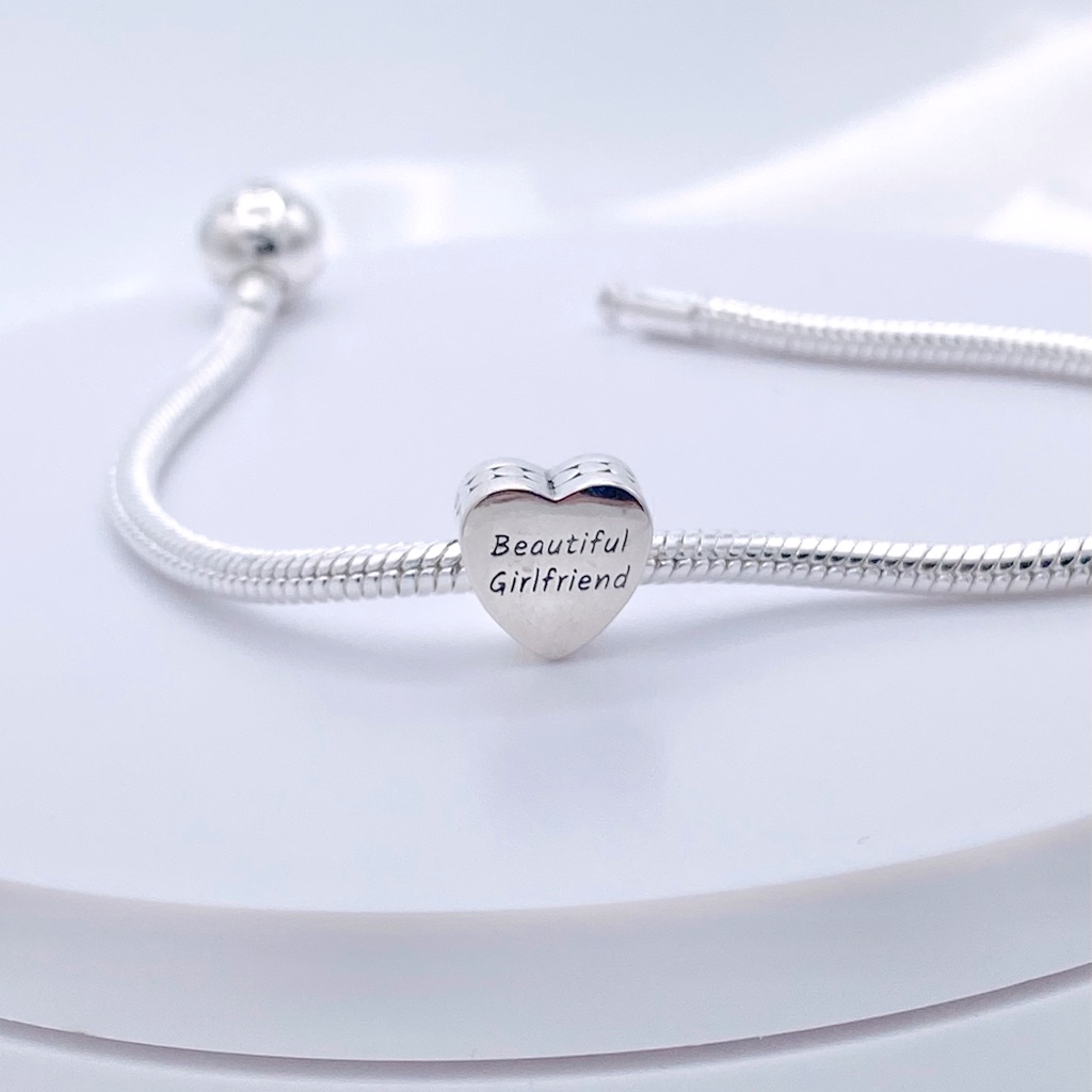 Beautiful Girlfriend Heart Charm 925 Sterling Silver